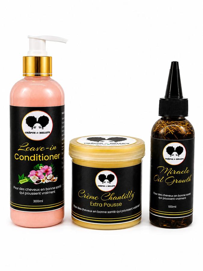 Trio extra pousse et hydratant — kit cheveux crépus